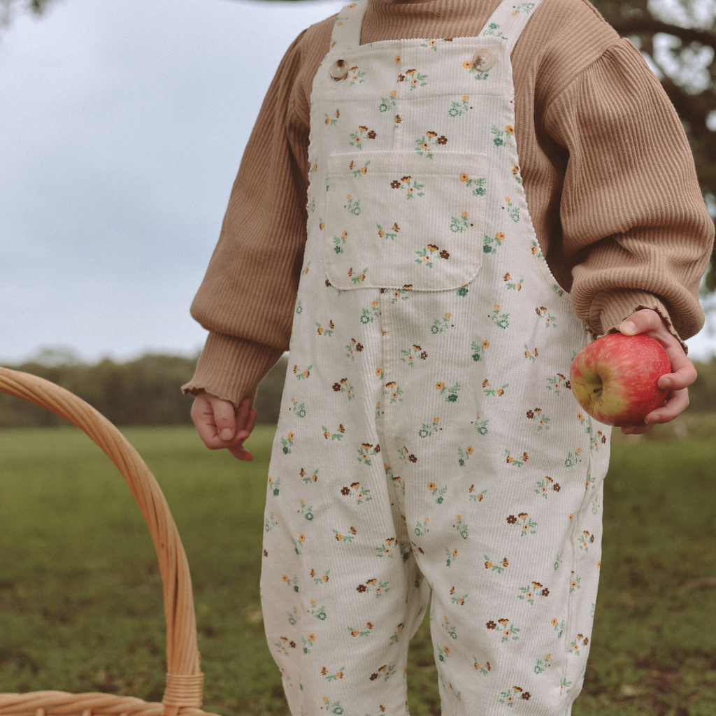 Girls overalls corduroy floral winter clothes