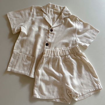 Smart casual boys set for photoshoot made from breathable cotton linen blend